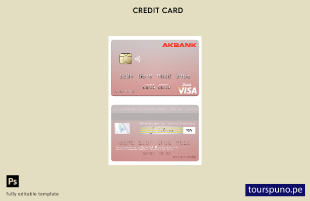 listo para imprimir Malta Akbank T.A.Ş. plantilla de tarjeta de débito visa